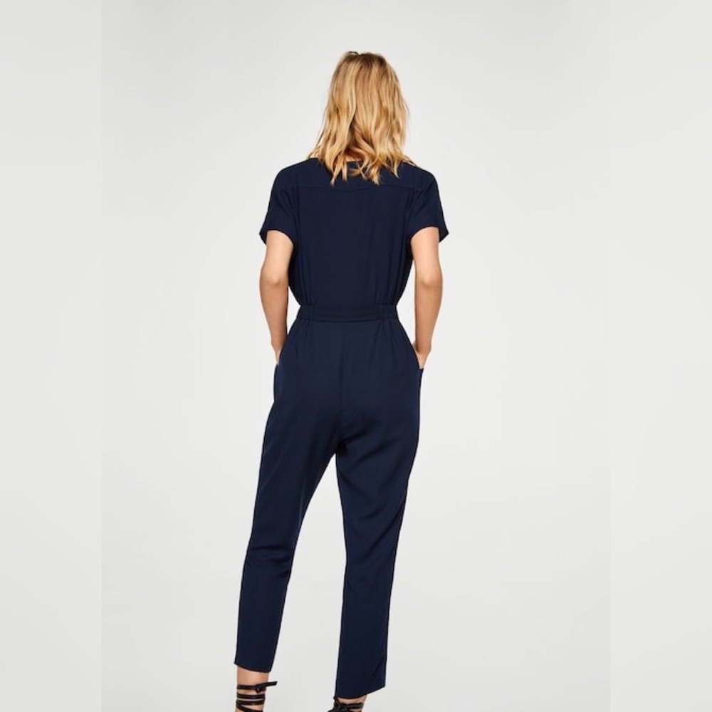 🌟 MANGO V-NECK CROPPED BELTED JUMPSUIT NWT 🌟 - Picture 4 of 5